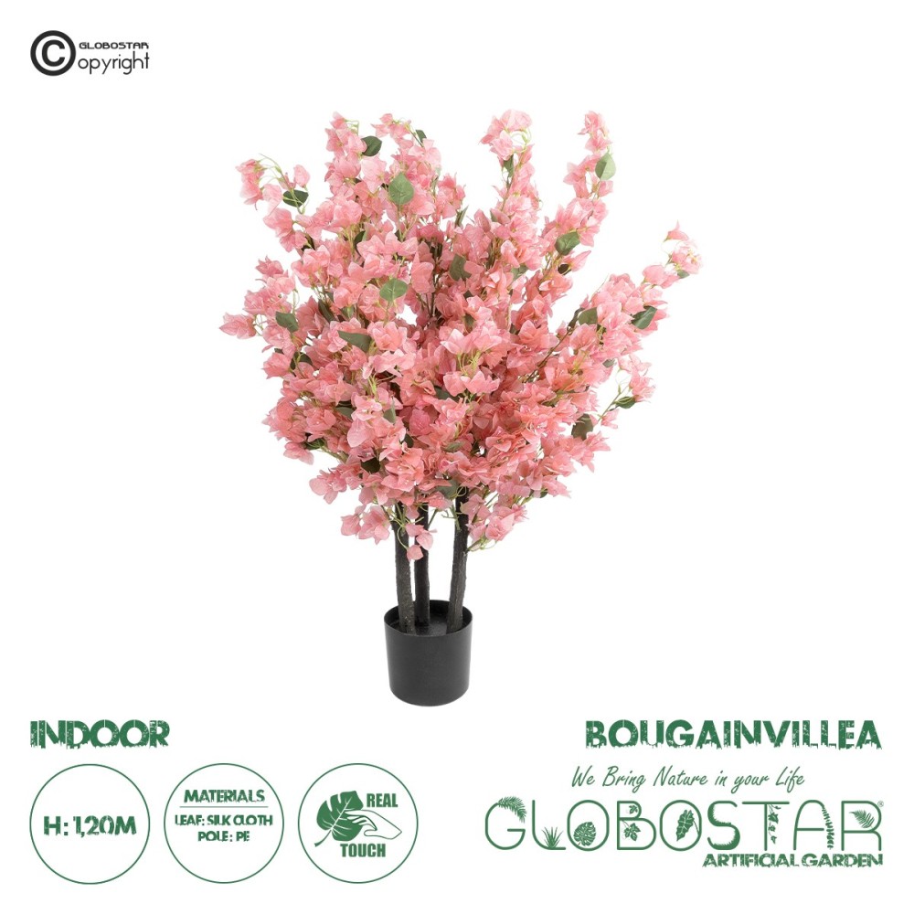 GloboStar® Artificial Garden BOUGAUVILLEA PLANT 20671 Τεχνητό Διακοσμητικό Φυτό με Ανθη Μπουκανβίλιας Ροζ - Πορτοκαλί Y120cm